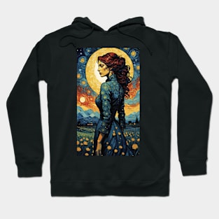 Starry Night Symphony: Van Gogh-Inspired Woman Hoodie